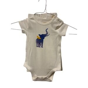 Proudly Baby Girls Elephant Butterfly Romper Pants Set 6 Months Cream Ribbed